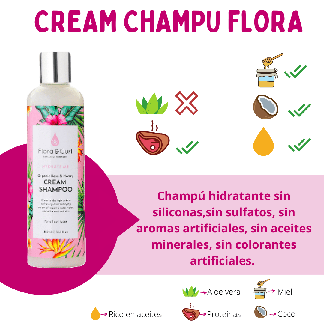 Flora and Curl Rose Water and Honey Cream Shampoo 300ml — frontal