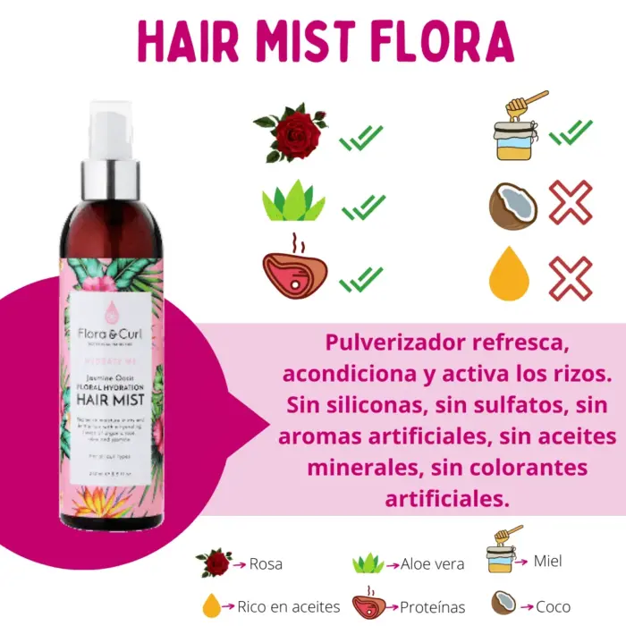 Flora and Curl Jasmine Oasis Hydrating Hair Mist 250ml — frontal