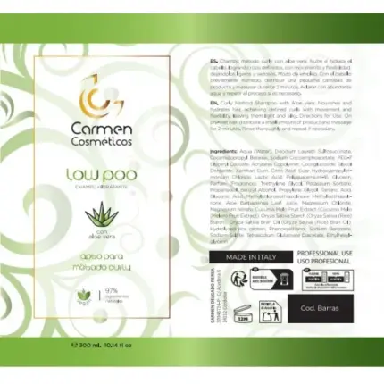 Carmen Cosméticos Low Poo Champú Hidratante Vegano 300ml — frontal