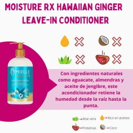Mielle Organics Moisture RX Hawaiian Ginger Moisturizing Leave-In Conditioner 355ml — frontal