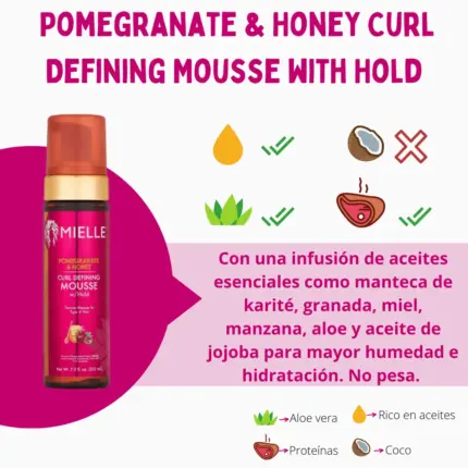 Mielle Organics Pomegranate and Honey Curl Defining Mousse with Hold 222ml — frontal