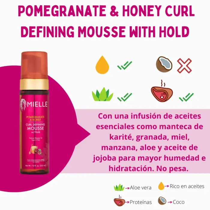 Mielle Organics Pomegranate and Honey Curl Defining Mousse with Hold 222ml — frontal