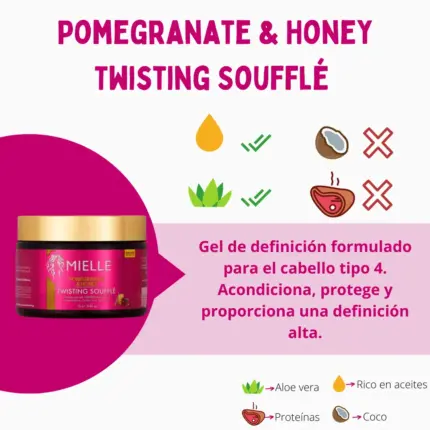 Mielle Organics Pomegranate and Honey Twisting Soufflé 340g — frontal